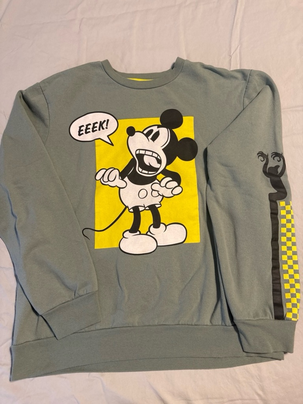 Disney Gray Sweatshirt with Yellow Mickey Graphic